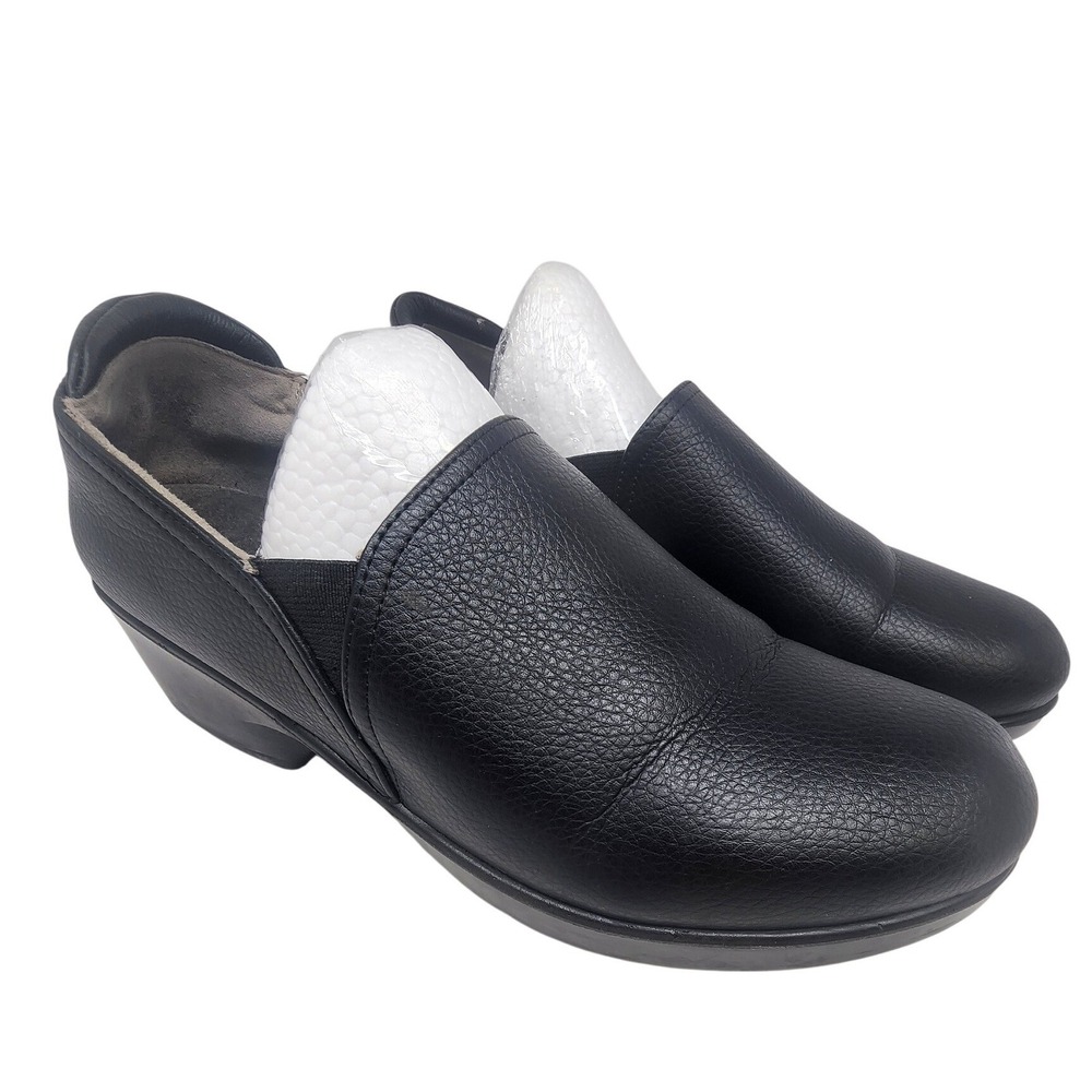 Naturalizer Women Slip On Work Shoes Black Leather Slip Resistant Clogs Size 11M